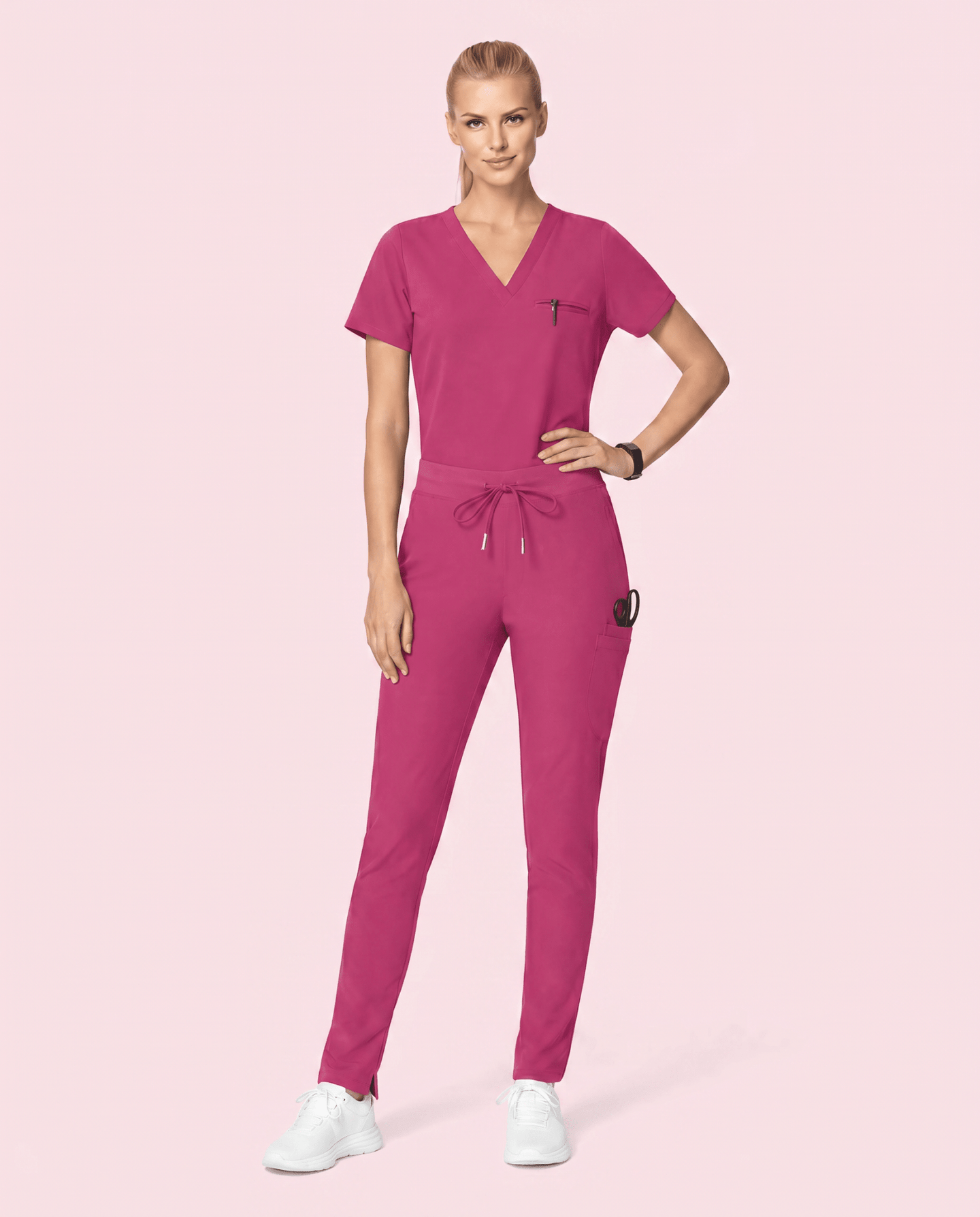 Women's Slim 6-Pocket Pant Wild Berry - Scrubloop