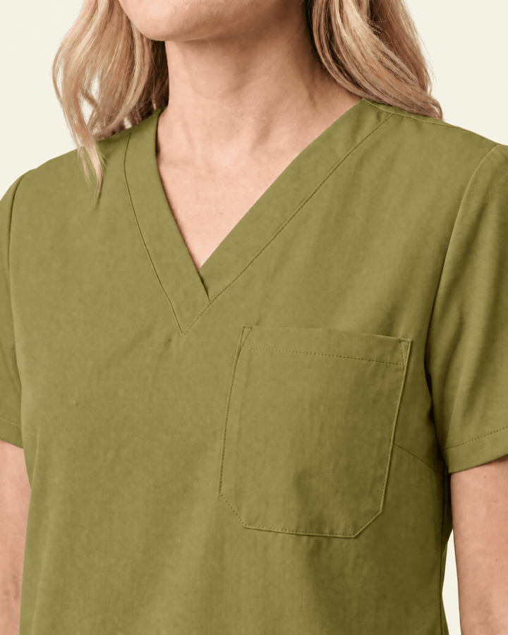 Women's Slim One-Pocket V-neck Top Avocado