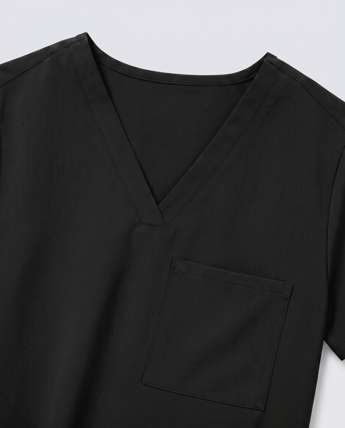 Women's Slim One-Pocket V-neck Top Black - Scrubloop