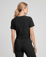Women's Slim One-Pocket V-neck Top Black - Scrubloop