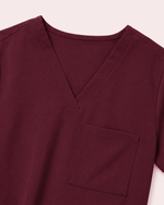 Women's Slim One-Pocket V-neck Top Burgundy - Scrubloop