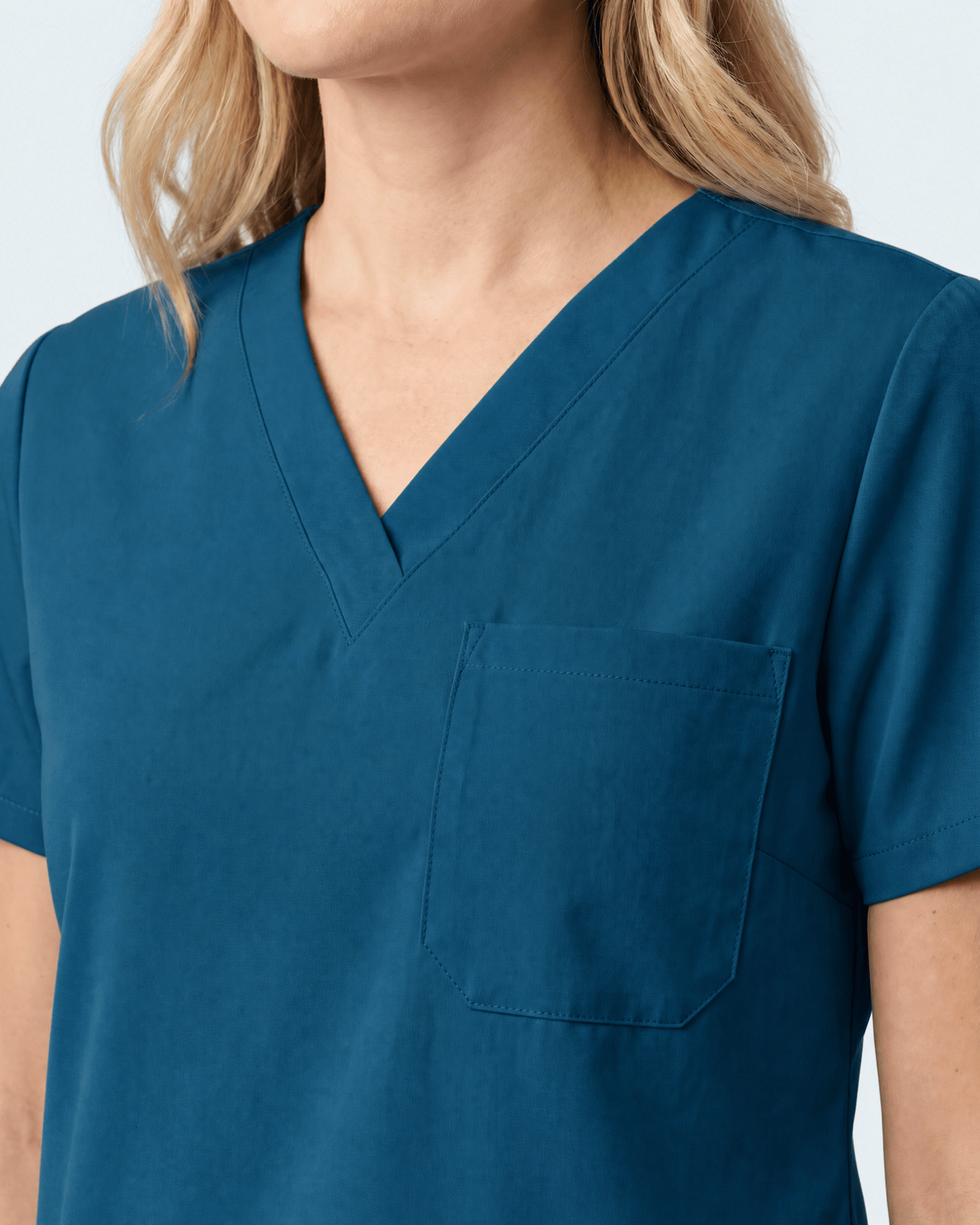 Women's Slim One-Pocket V-neck Top Caribbean Blue - Scrubloop
