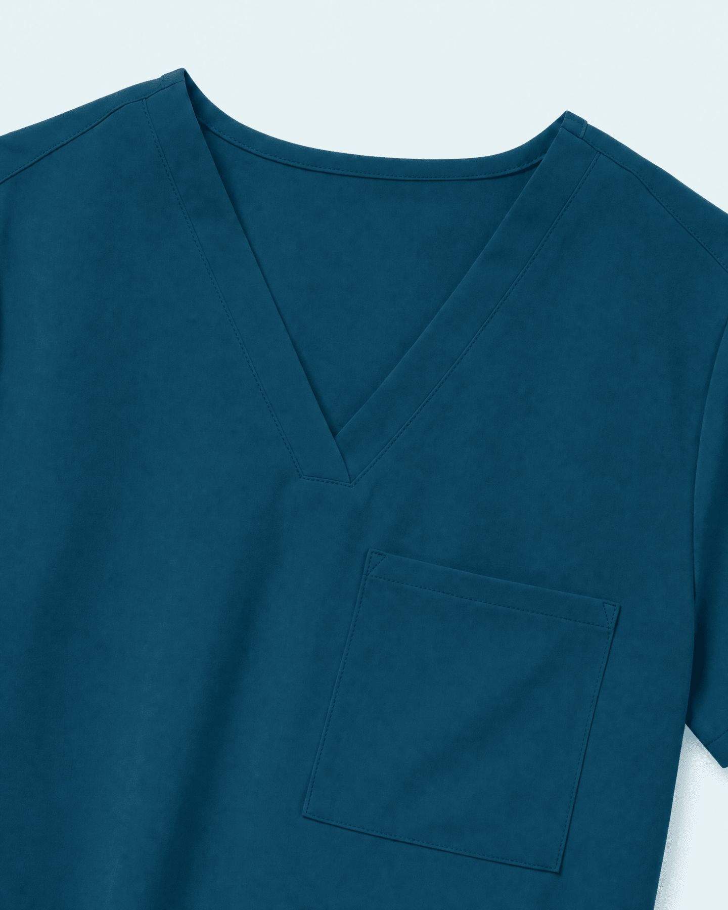 Women's Slim One-Pocket V-neck Top Caribbean Blue - Scrubloop