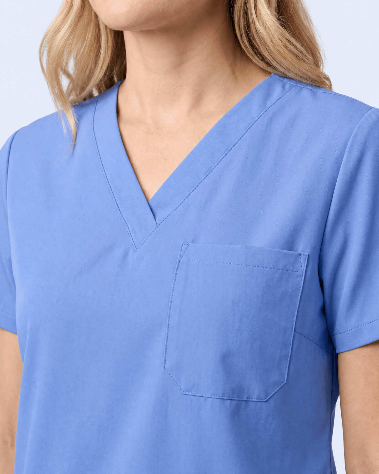 Women's Slim One-Pocket V-neck Top Ceil Blue - Scrubloop