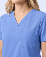 Women's Slim One-Pocket V-neck Top Ceil Blue - Scrubloop