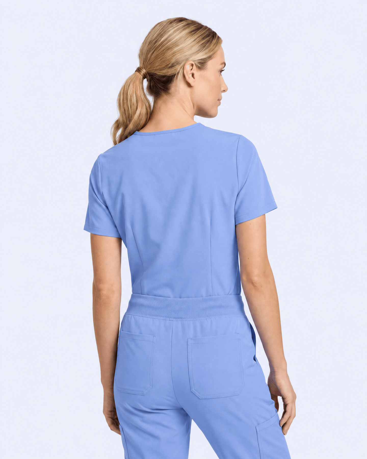 Women's Slim One-Pocket V-neck Top Ceil Blue - Scrubloop