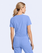 Women's Slim One-Pocket V-neck Top Ceil Blue - Scrubloop