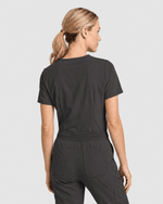 Women's Slim One-Pocket V-neck Top Charcoal - Scrubloop