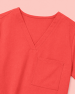 Women's Slim One-Pocket V-neck Top Coral - Scrubloop