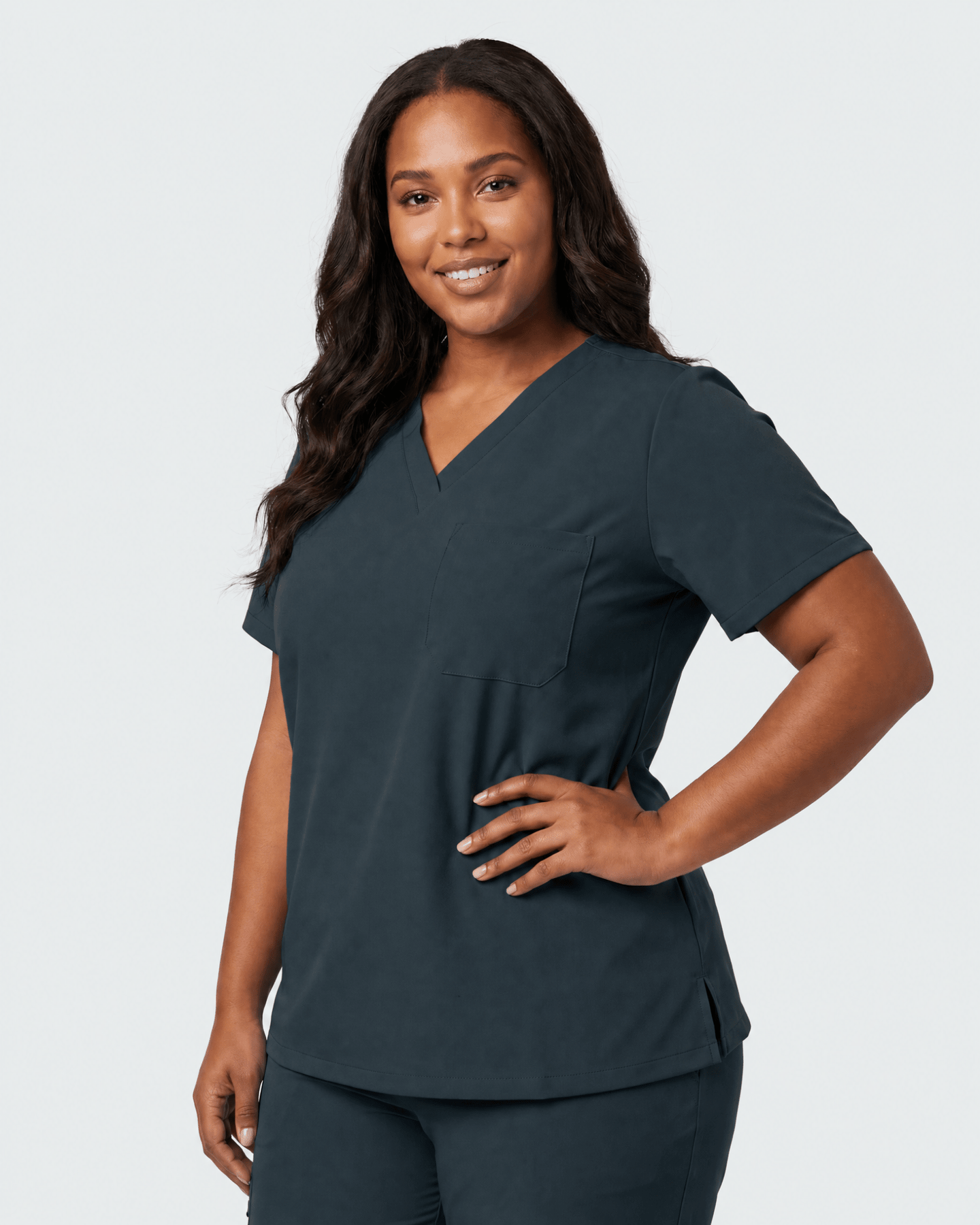 Women's Slim One-Pocket V-neck Top Dark Harbor - Scrubloop