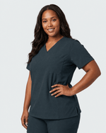 Women's Slim One-Pocket V-neck Top Dark Harbor - Scrubloop