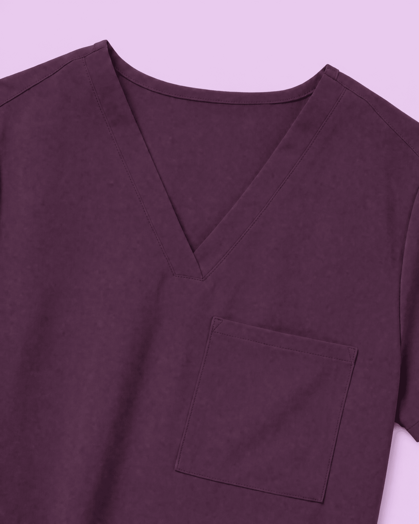 Women's Slim One-Pocket V-neck Top Deep Eggplant - Scrubloop