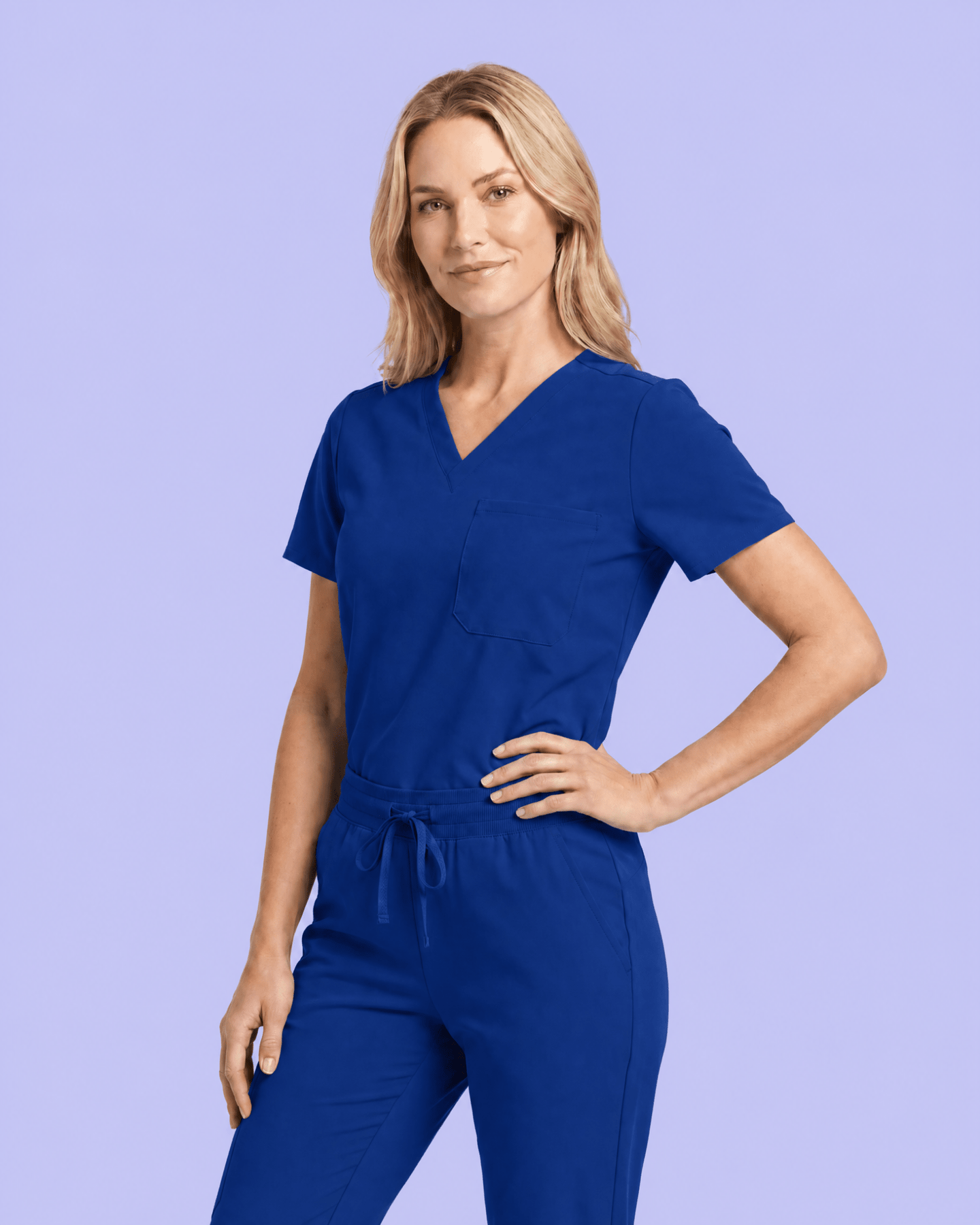 Women's Slim One-Pocket V-neck Top Galaxy Blue - Scrubloop