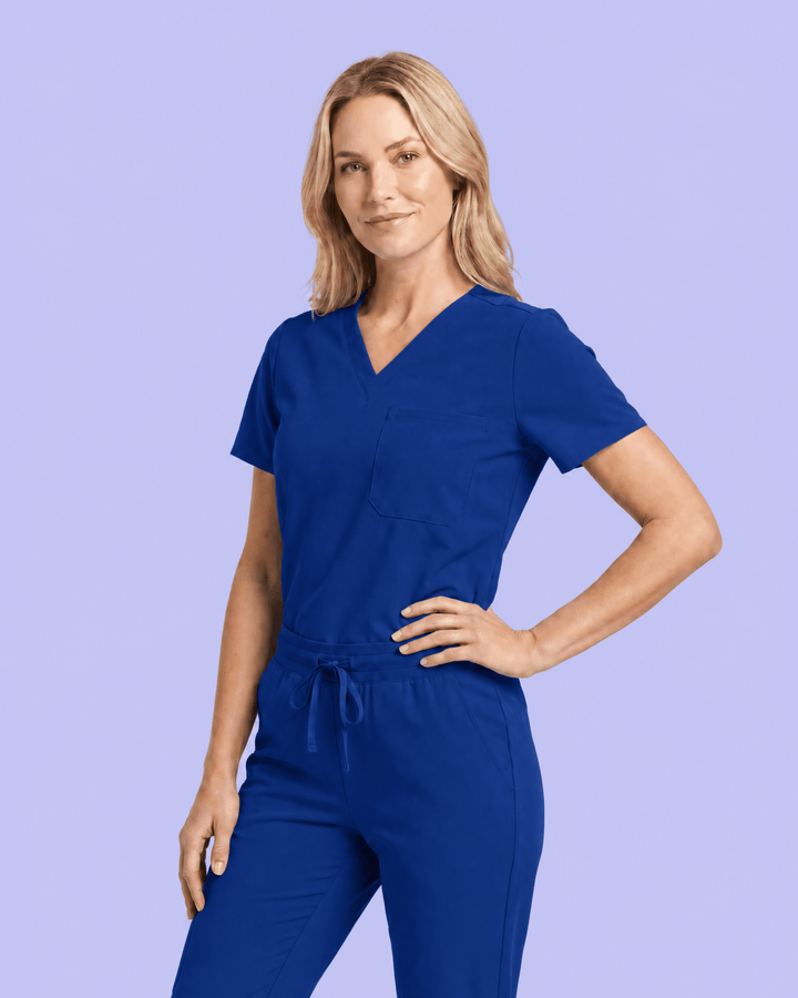 Women's Slim One-Pocket V-neck Top Galaxy Blue