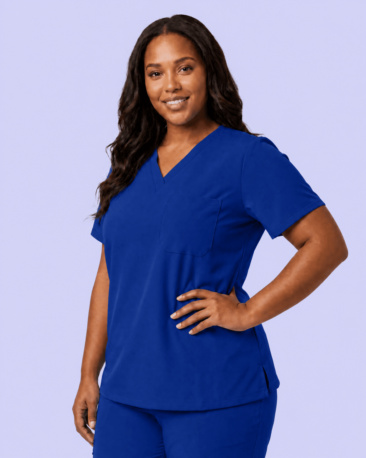 Women's Slim One-Pocket V-neck Top Galaxy Blue - Scrubloop