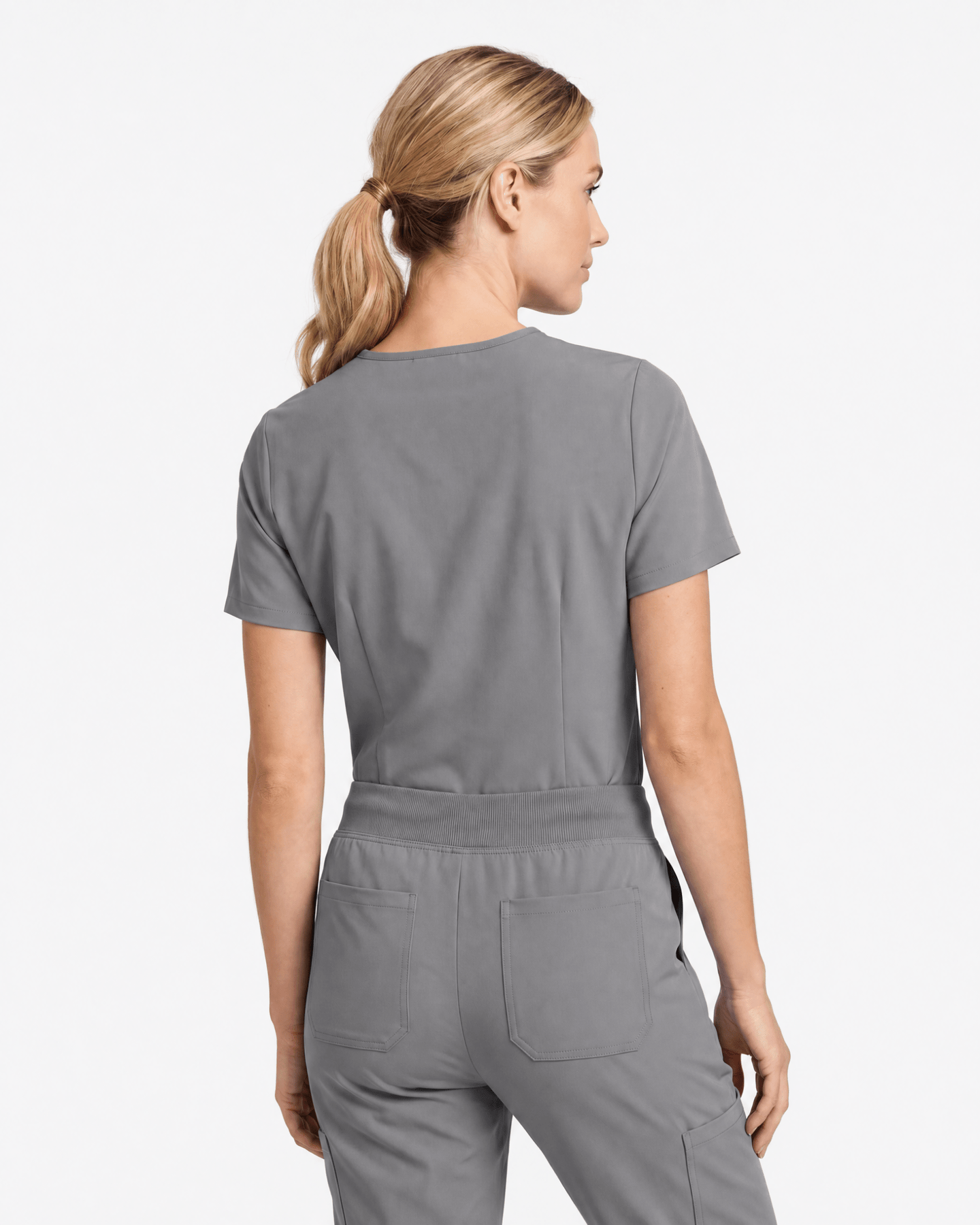 Women's Slim One-Pocket V-neck Top Heather Gray - Scrubloop