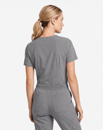 Women's Slim One-Pocket V-neck Top Heather Gray - Scrubloop