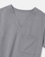 Women's Slim One-Pocket V-neck Top Heather Gray - Scrubloop