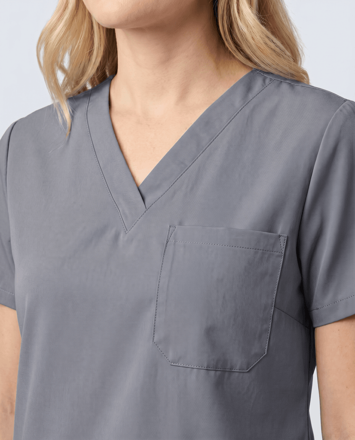 Women's Slim One-Pocket V-neck Top Heather Gray