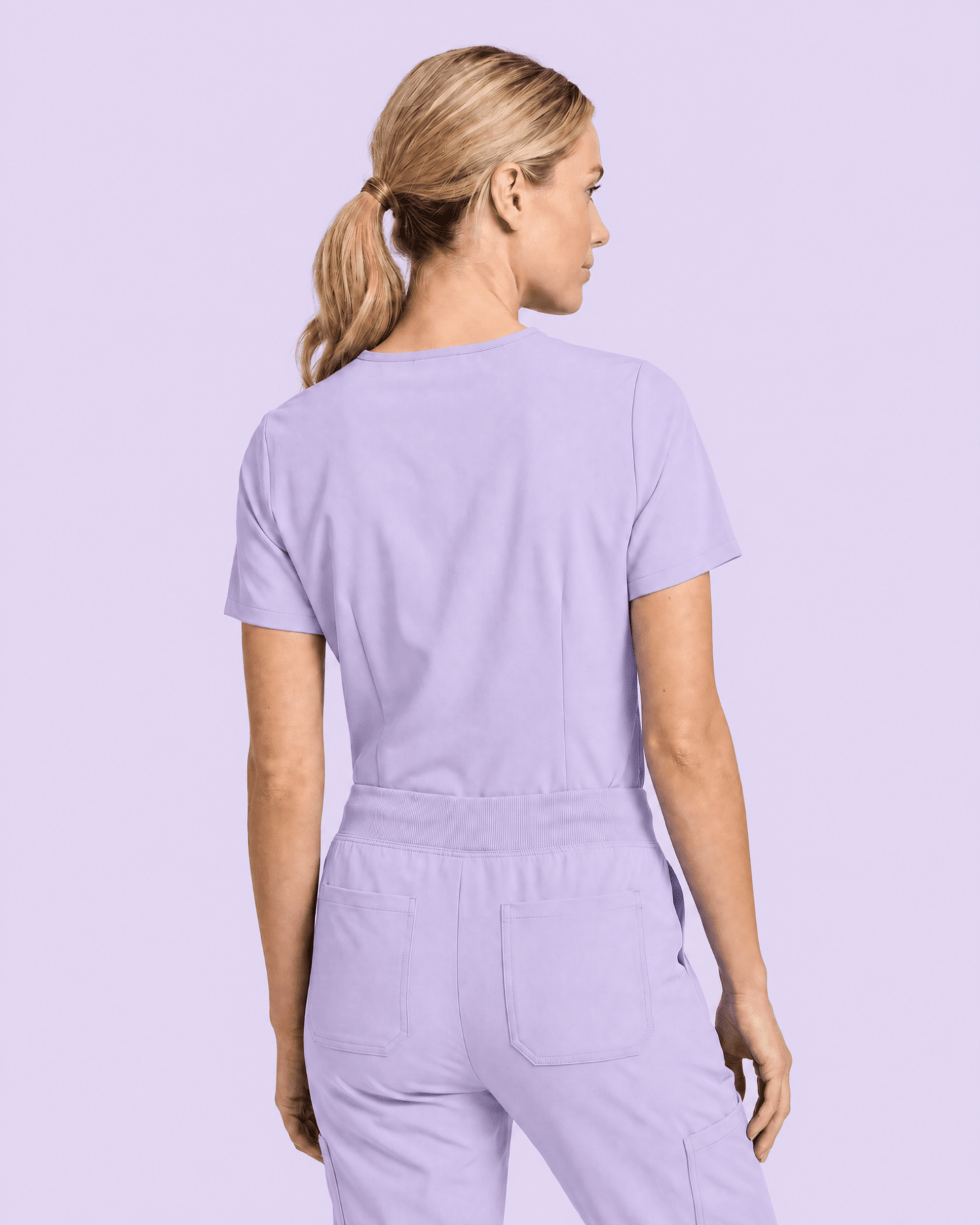 Women's Slim One-Pocket V-neck Top Lavender - Scrubloop