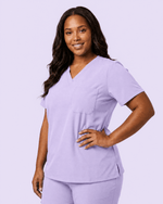 Women's Slim One-Pocket V-neck Top Lavender - Scrubloop