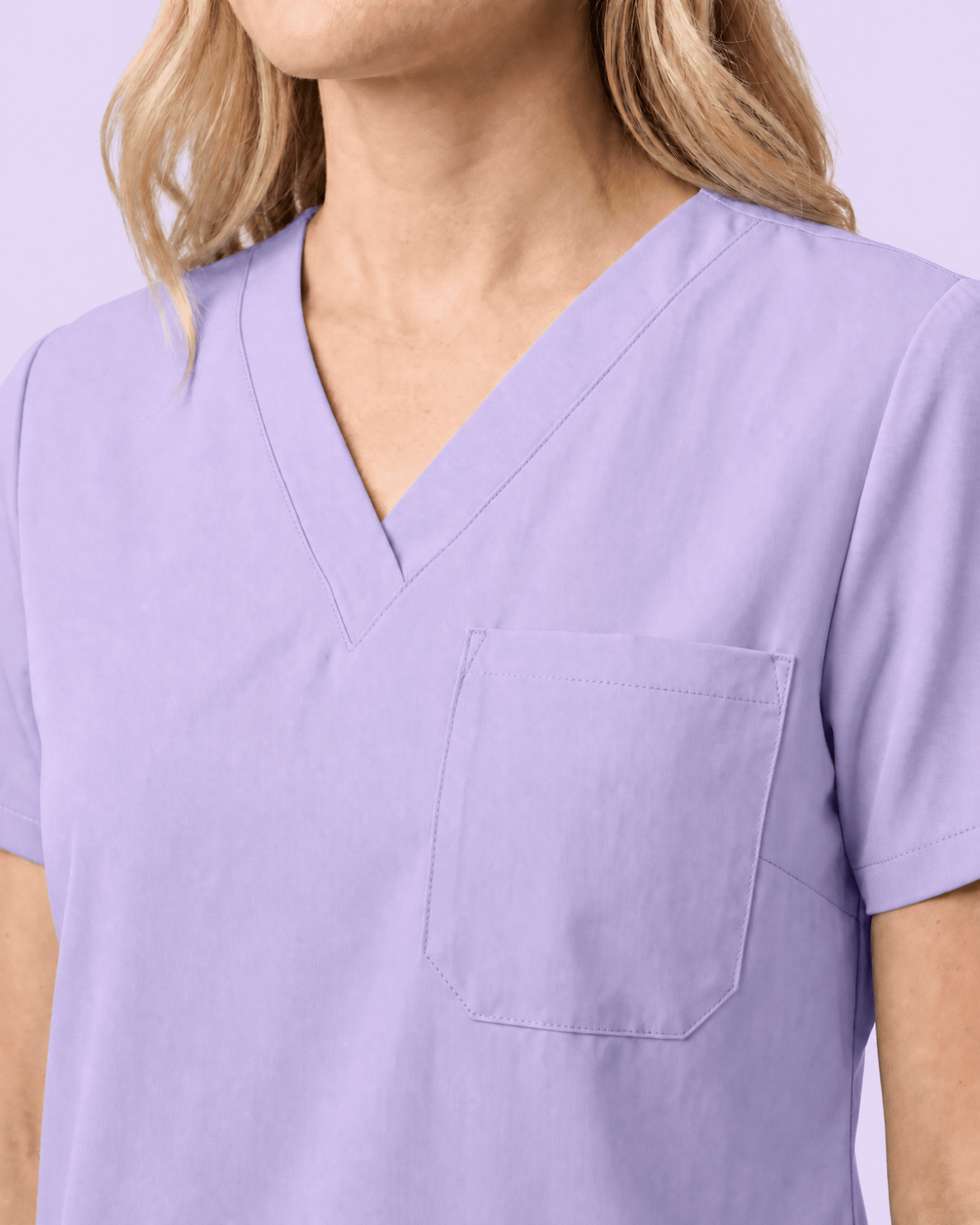 Women's Slim One-Pocket V-neck Top Lavender - Scrubloop