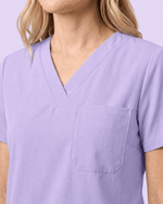 Women's Slim One-Pocket V-neck Top Lavender - Scrubloop
