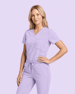 Women's Slim One-Pocket V-neck Top Lavender - Scrubloop