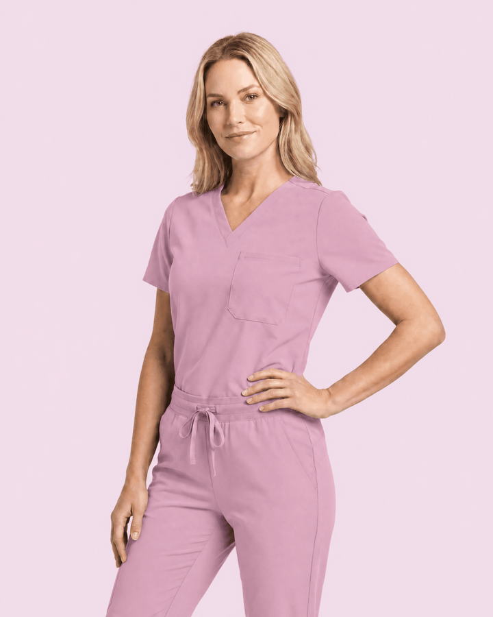 Women's Slim One-Pocket V-neck Top Lilac