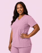 Women's Slim One-Pocket V-neck Top Lilac - Scrubloop