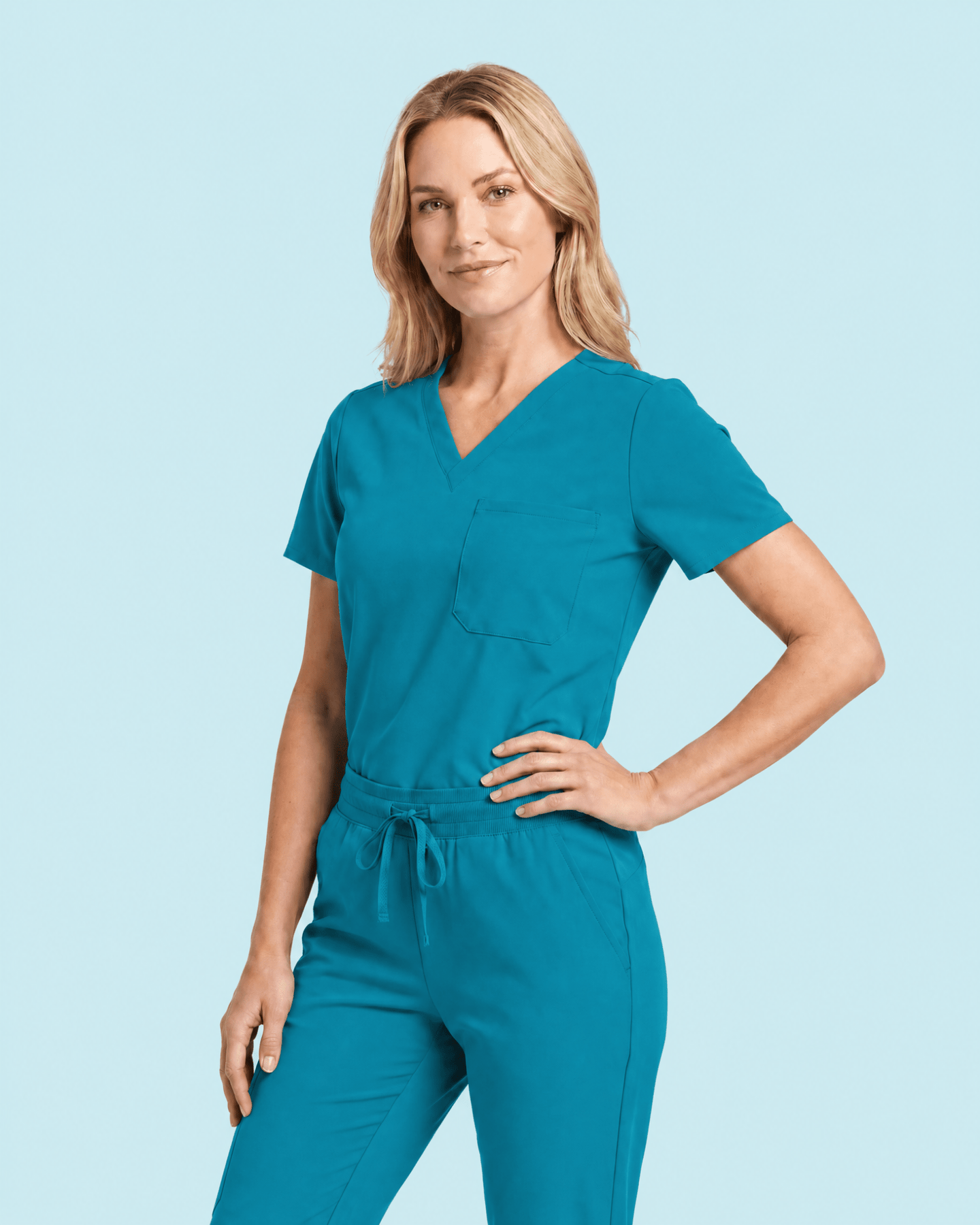 Women's Slim One-Pocket V-neck Top Marina - Scrubloop