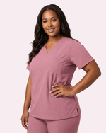 Women's Slim One-Pocket V-neck Top Mauve - Scrubloop
