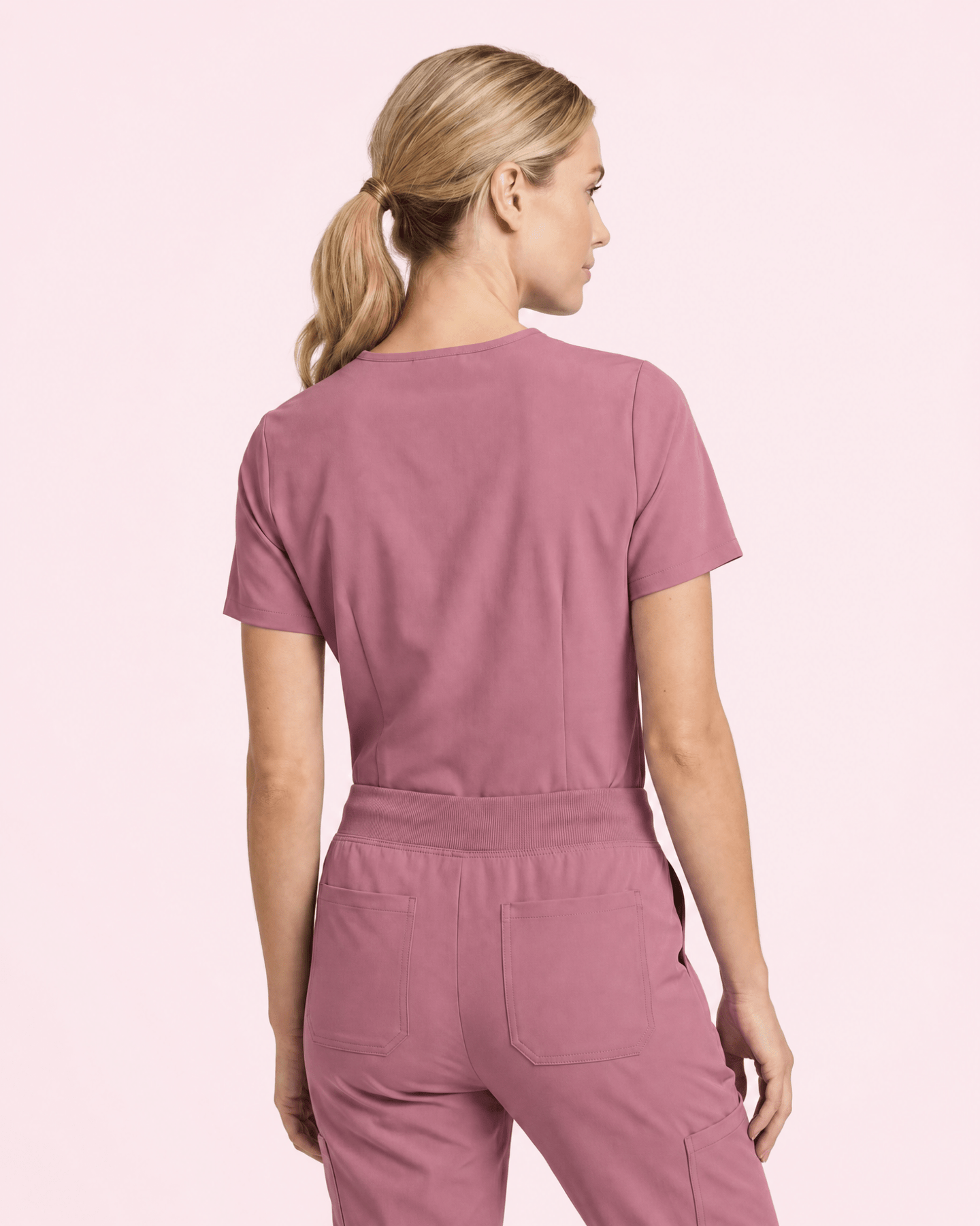 Women's Slim One-Pocket V-neck Top Mauve - Scrubloop