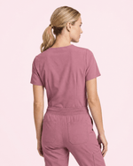 Women's Slim One-Pocket V-neck Top Mauve - Scrubloop