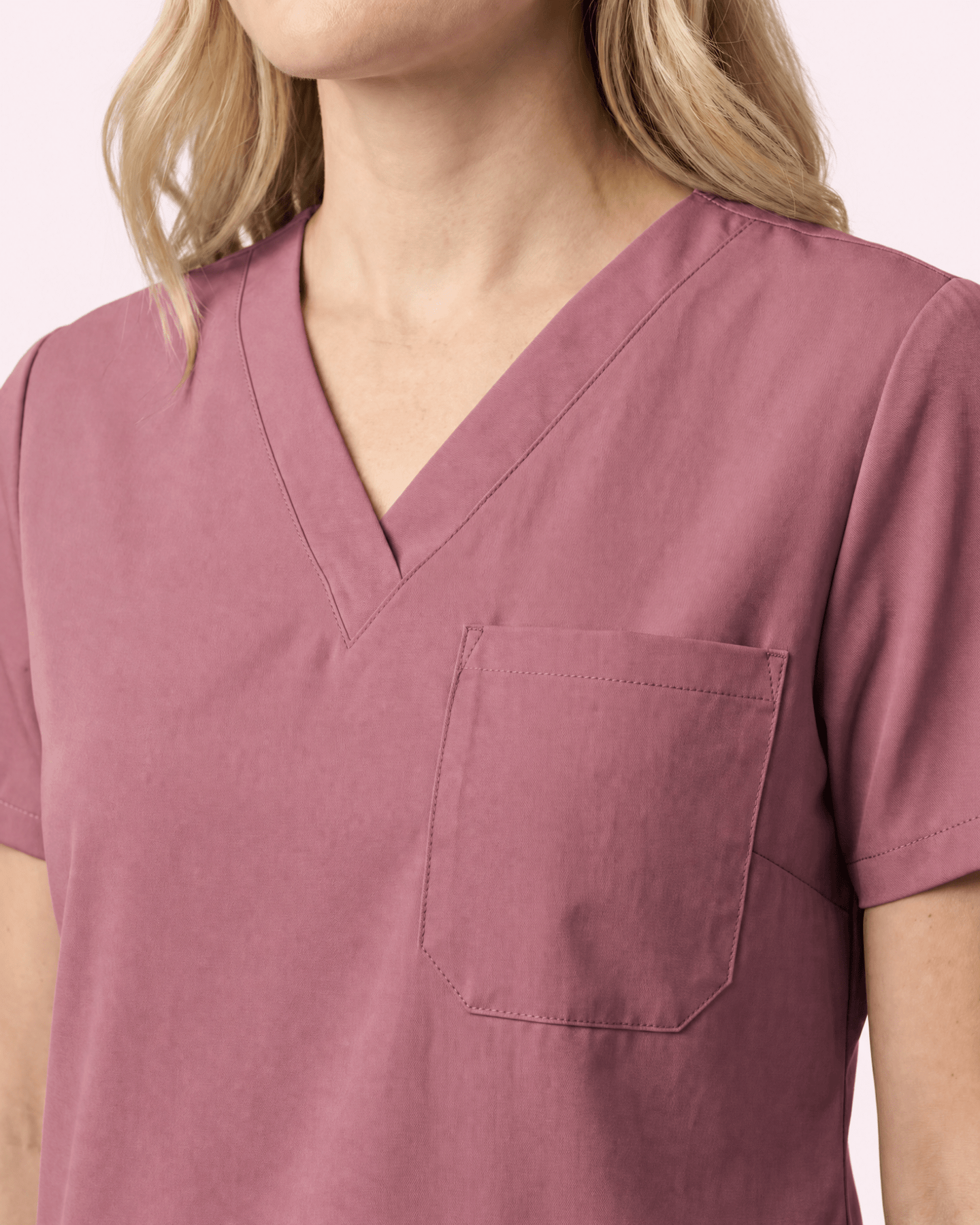 Women's Slim One-Pocket V-neck Top Mauve - Scrubloop