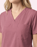 Women's Slim One-Pocket V-neck Top Mauve - Scrubloop