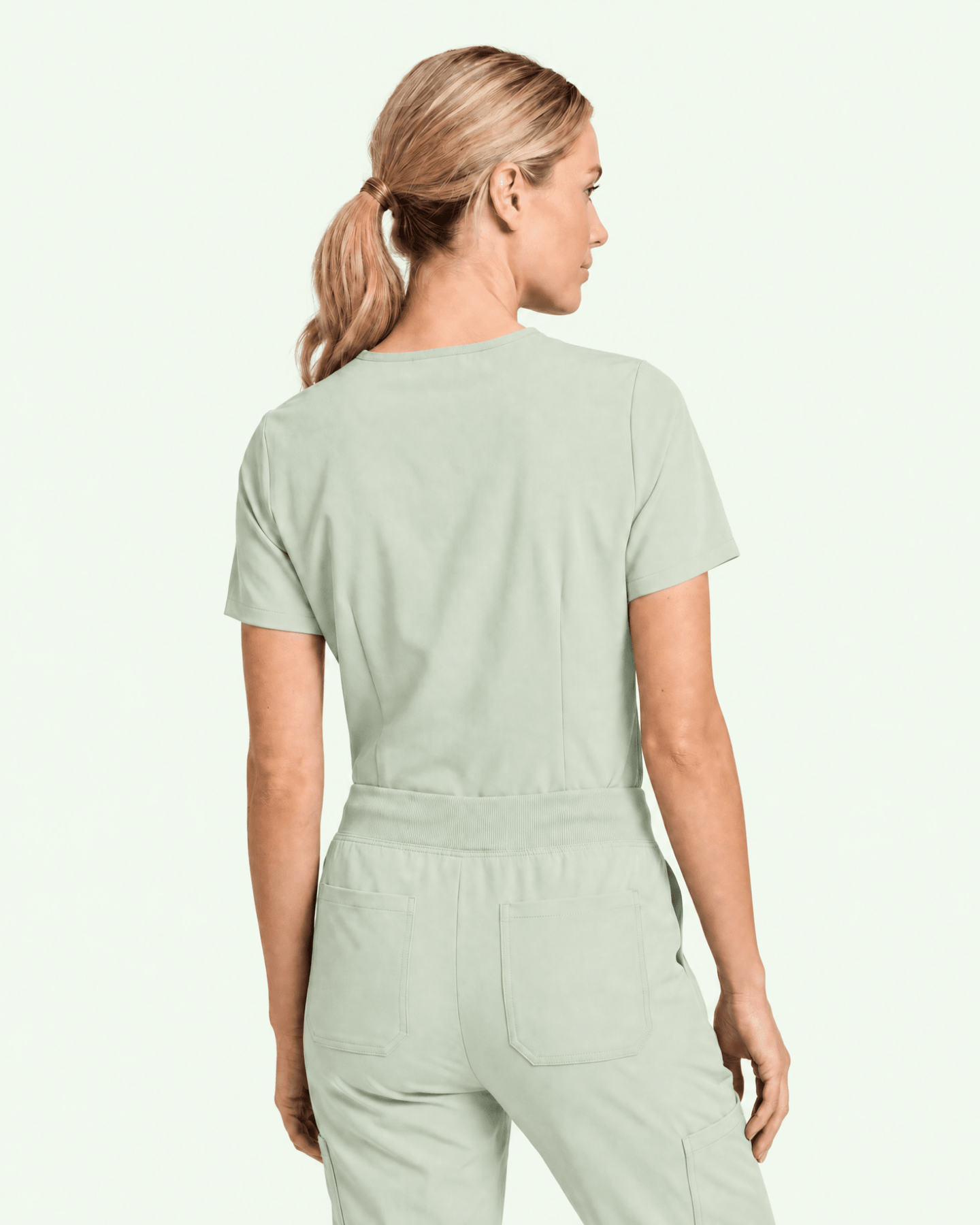 Women's Slim One-Pocket V-neck Top Mint - Scrubloop