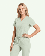Women's Slim One-Pocket V-neck Top Mint - Scrubloop