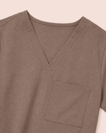 Women's Slim One-Pocket V-neck Top Mocha - Scrubloop