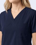 Women's Slim One-Pocket V-neck Top Navy - Scrubloop