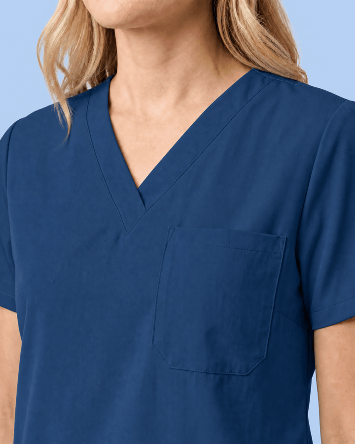 Women's Slim One-Pocket V-neck Top Ocean
