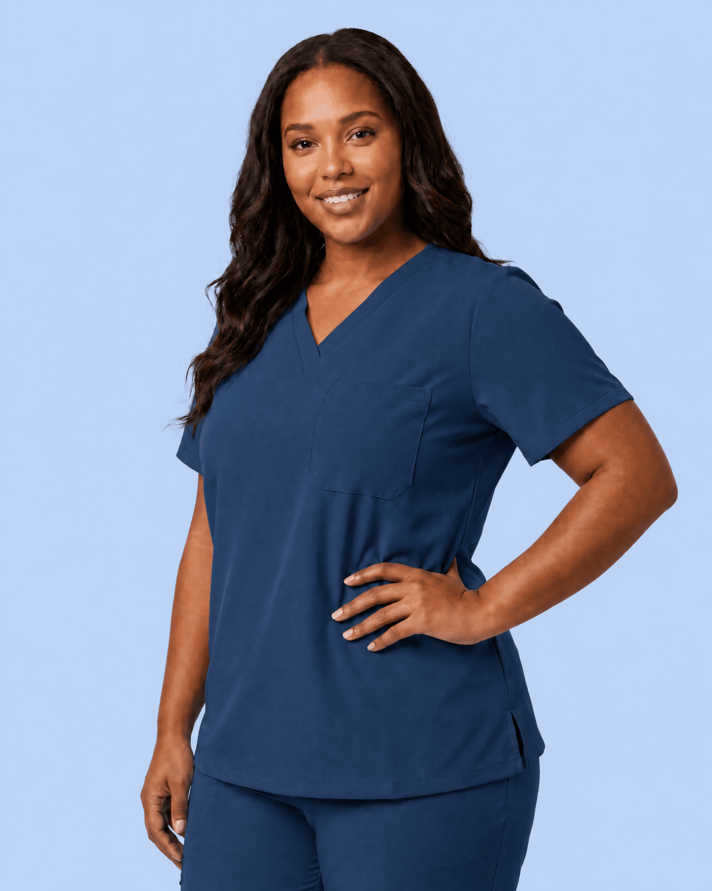 Women's Slim One-Pocket V-neck Top Ocean - Scrubloop