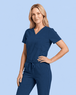 Women's Slim One-Pocket V-neck Top Ocean - Scrubloop