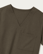 Women's Slim One-Pocket V-neck Top Olive - Scrubloop