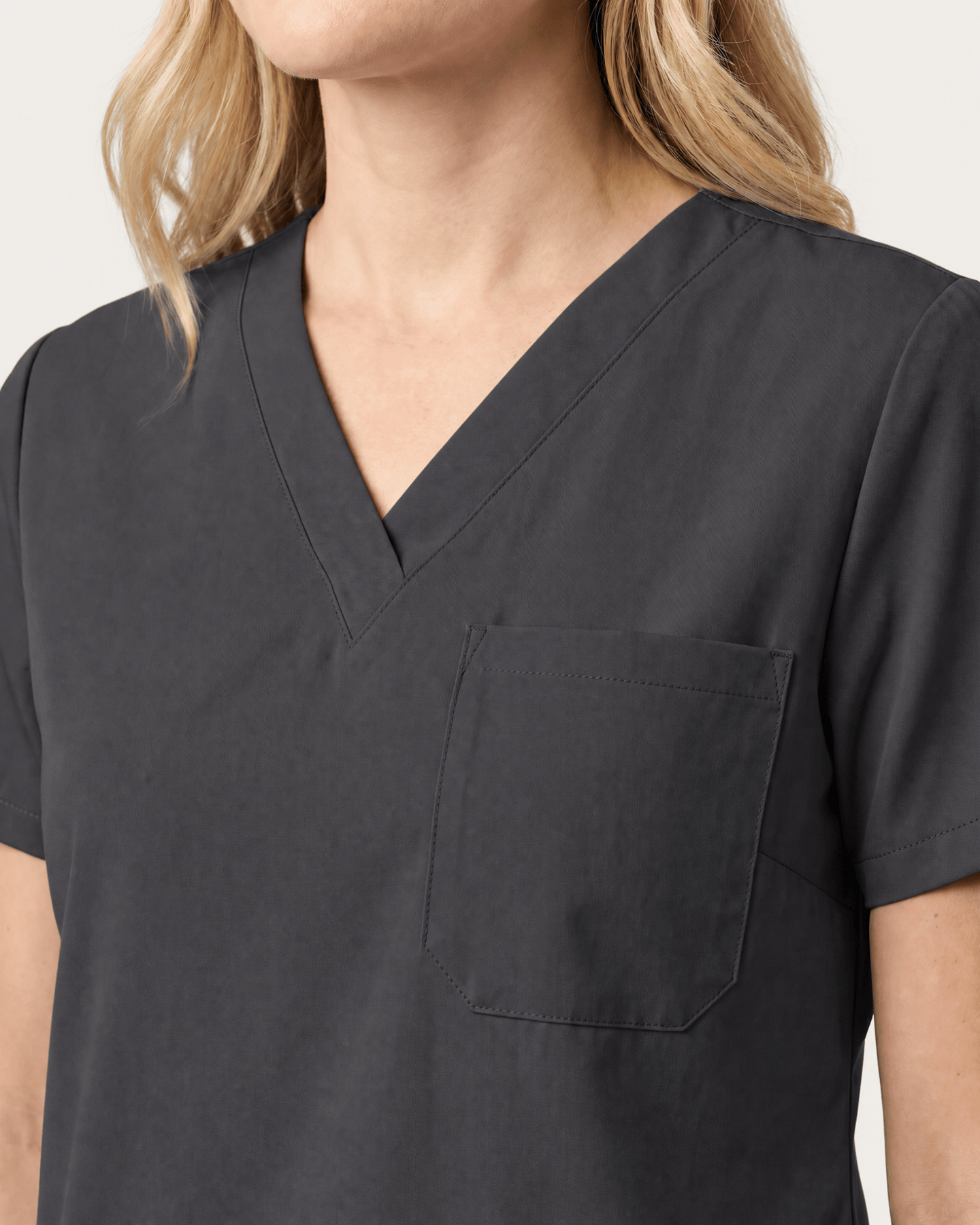 Women's Slim One-Pocket V-neck Top Pewter - Scrubloop