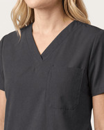 Women's Slim One-Pocket V-neck Top Pewter - Scrubloop