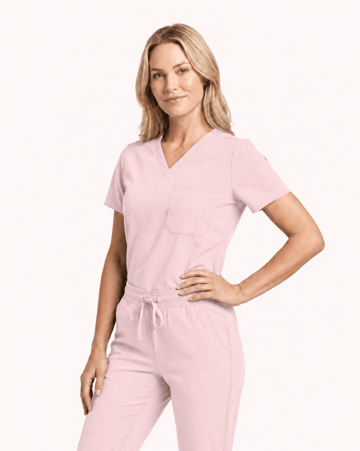Women's Slim One-Pocket V-neck Top Rose Quartz - Scrubloop