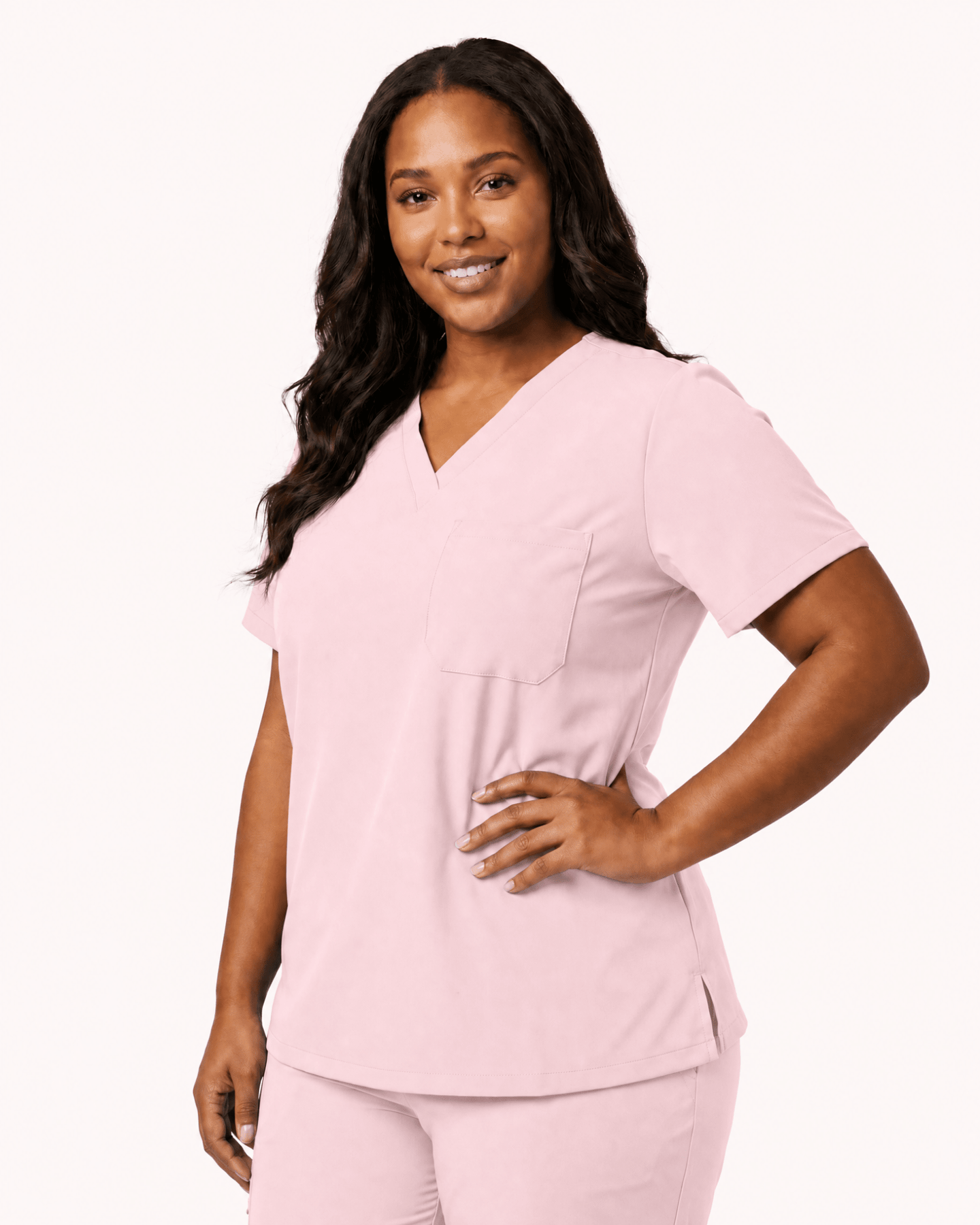 Women's Slim One-Pocket V-neck Top Rose Quartz - Scrubloop