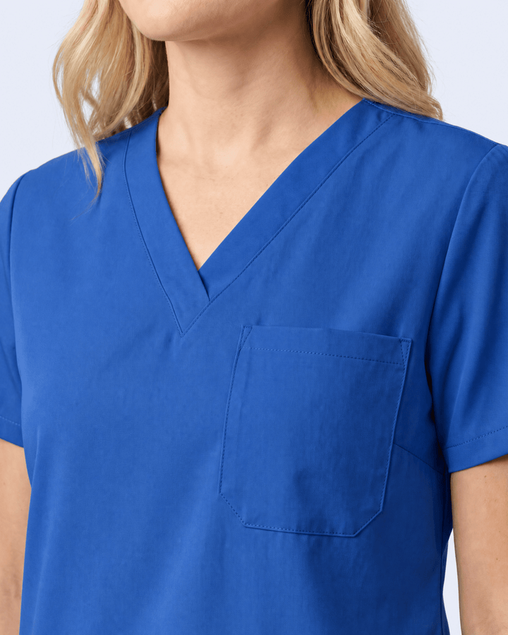 Women's Slim One-Pocket V-neck Top Royal Blue