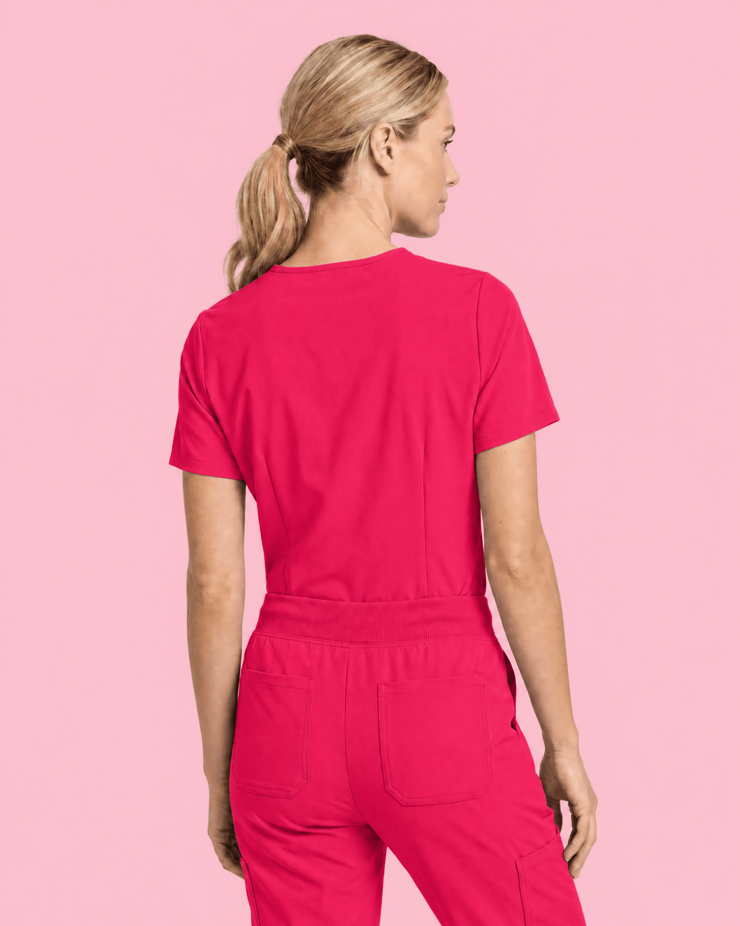 Women's Slim One-Pocket V-neck Top Sangria - Scrubloop